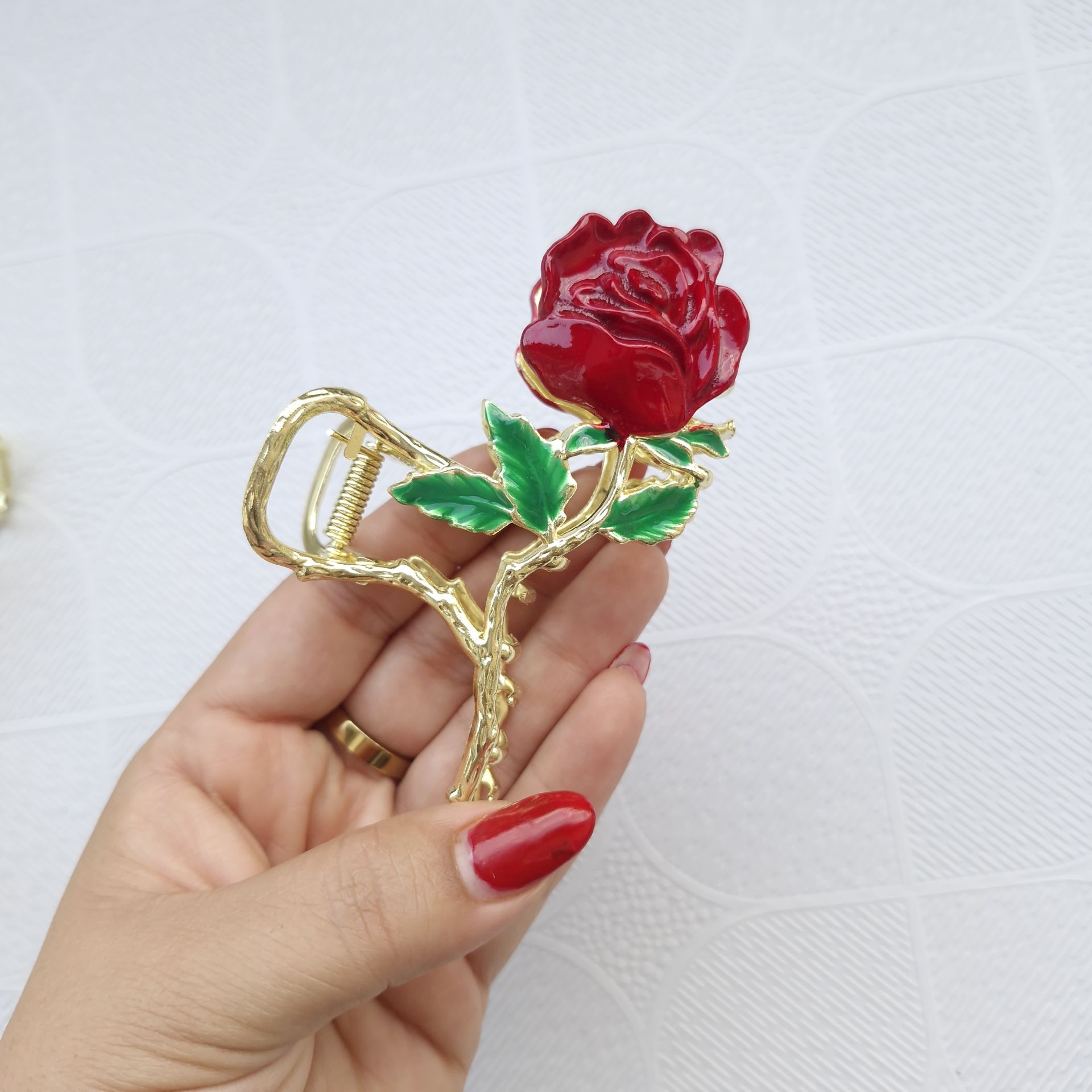 خرید کلیپس گل رز / کلیپس طلایی